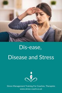 dis-ease, disease and stress. Why stress causes dis-ease and why dis-ease causes disease by Stress Mangement Training School - Stress Coach Training